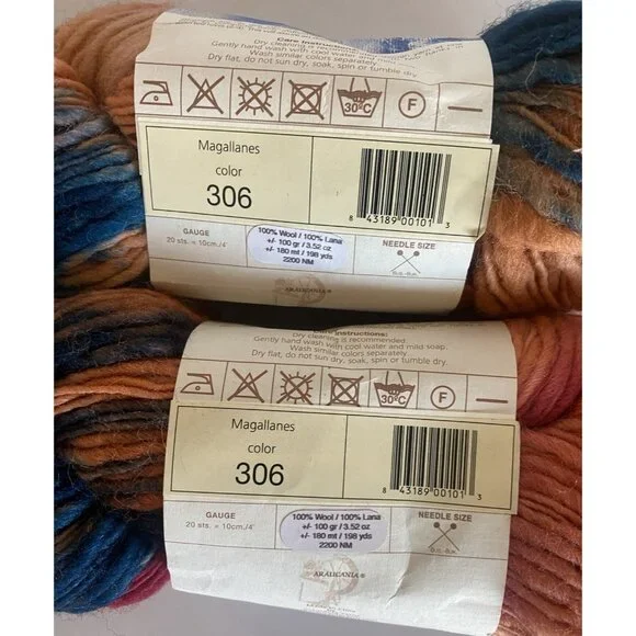 Magallanes Hand Dyed 100% Wool Yarn Chili Araucanian Yarns Color 306 - Picture 3 of 4